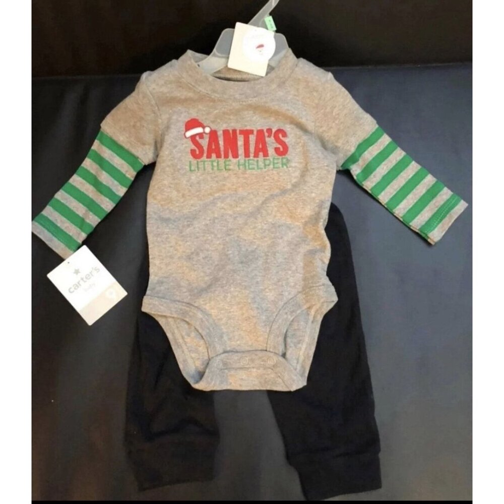 NWT Carter's Christmas Santa's Helper Jogger Set Baby Boys Size 9M